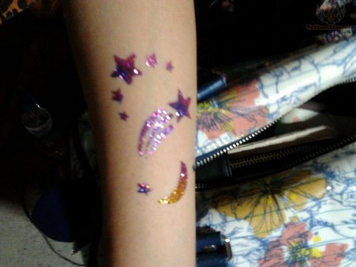 Shooting Stars and Moon Glitter Tattoo