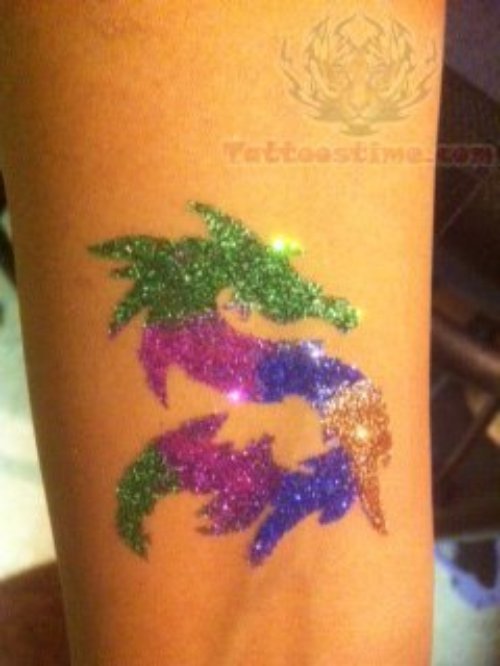 Glitter Dragon Tattoo On Arm