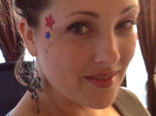 Glitter Stars Tattoos On Face