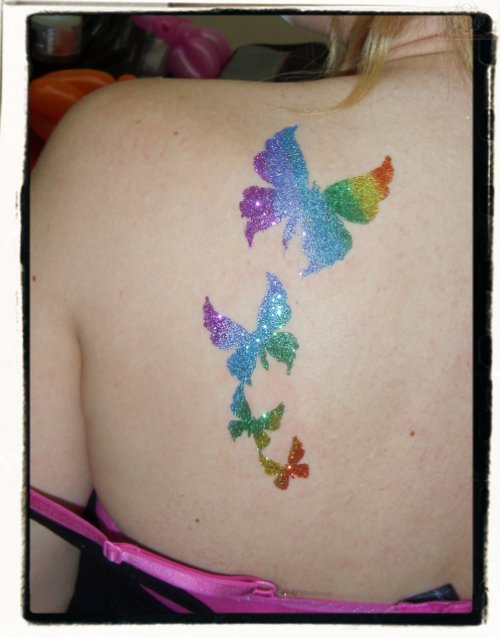 Flying Butterflies Back Shoulder Glitter Tattoo