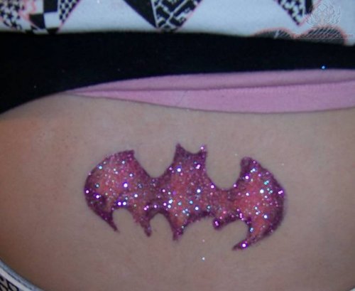 Pink Batman Glitter Tattoo