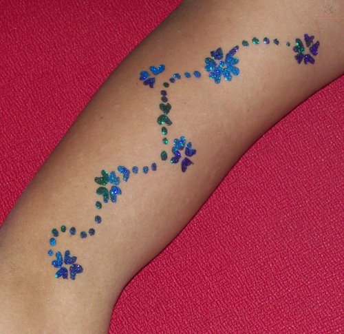 Shades of Blue Flower Glitter Tattoo