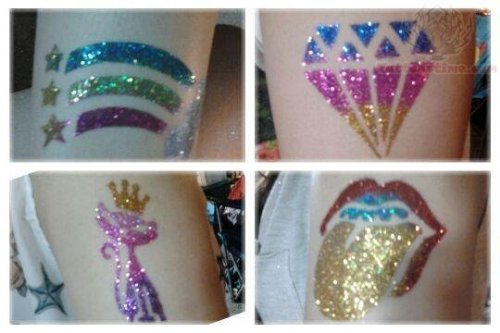 Diamond And Crown Cat Glitter Tattoo
