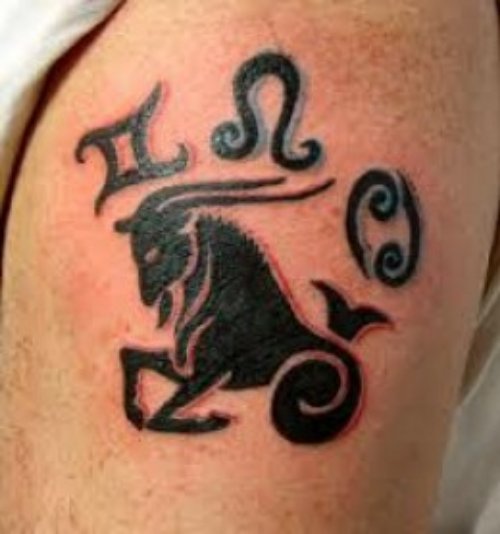 Gemini, Leo, Pisces And Aries Zodiac Black Ink Tattoos