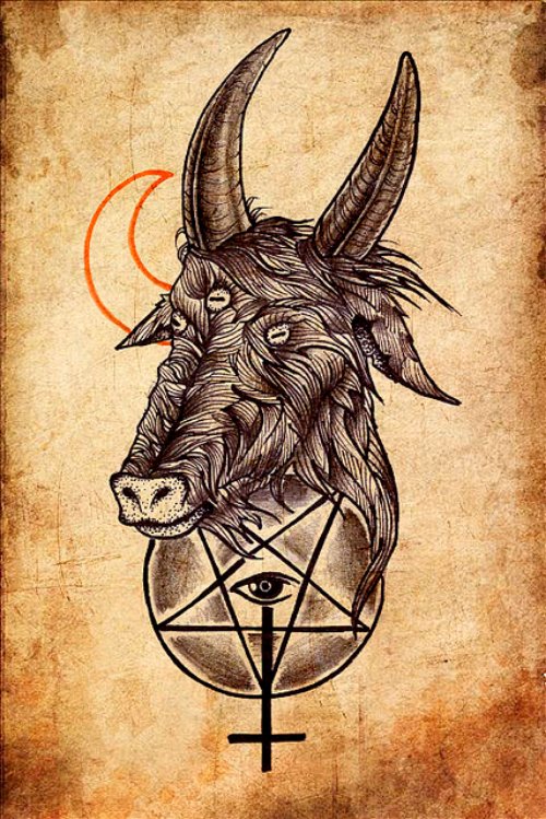 Good Grey Ink Goat Head Tattoo Design