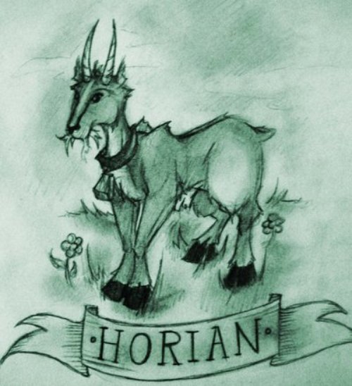 Horian Banner And Goat Tattoo Design