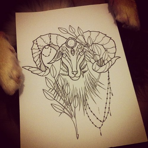 Superb Outline Goat Head Tattoo Design