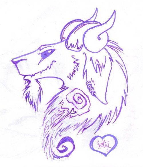Good Outline Goat Head Tattoo Design