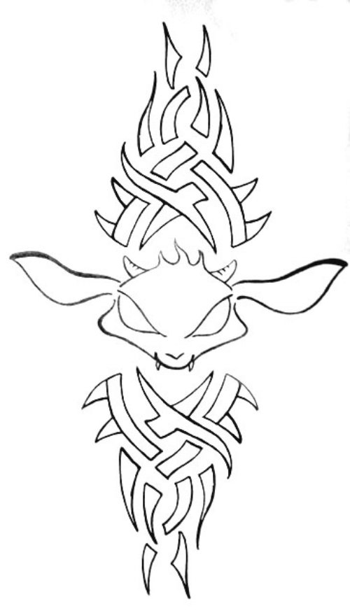 Goat Head And Tribal Tattoo Design