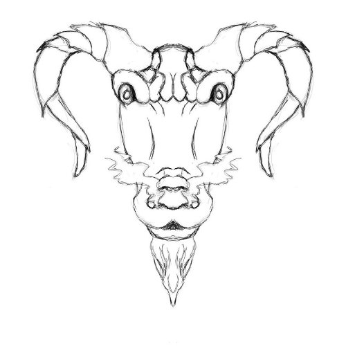 Goat Head Outline Tattoo Design