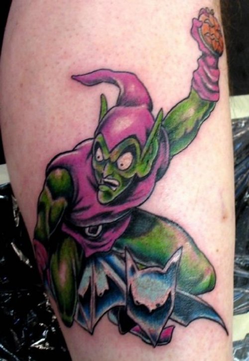 Crazy Color Ink Goblin Tattoo On Sleeve
