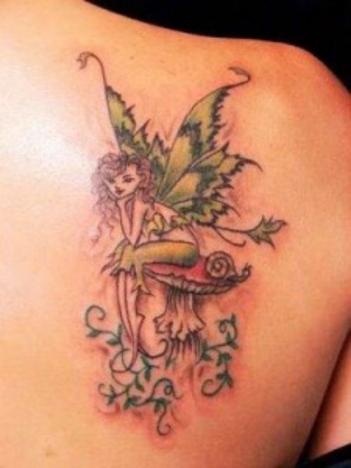Goblin Fairy Tattoo On Right Back Shoulder