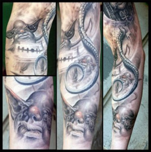 Goblin Tattoo On Left Sleeve