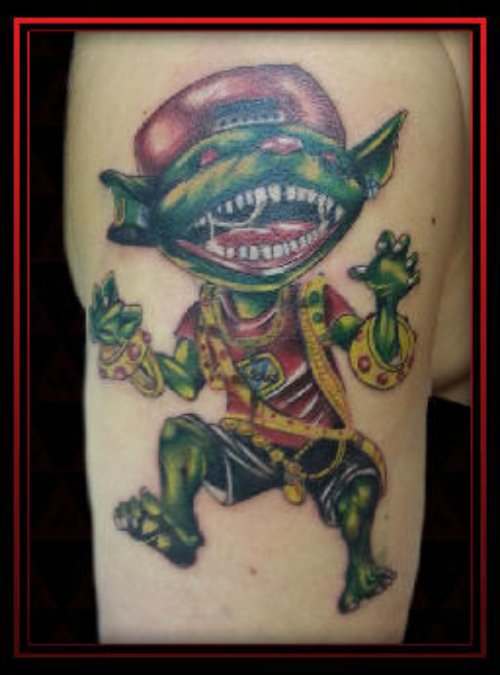 Zombie And Goblin Tattoo On Half Sleeve