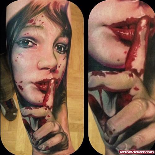 Gothic Girl Color Ink Tattoo