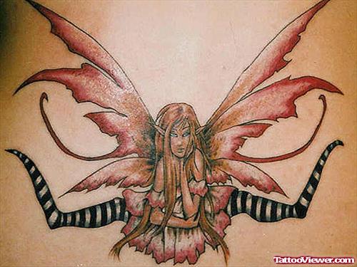 Gothic Fairy Tattoo On Lowerback