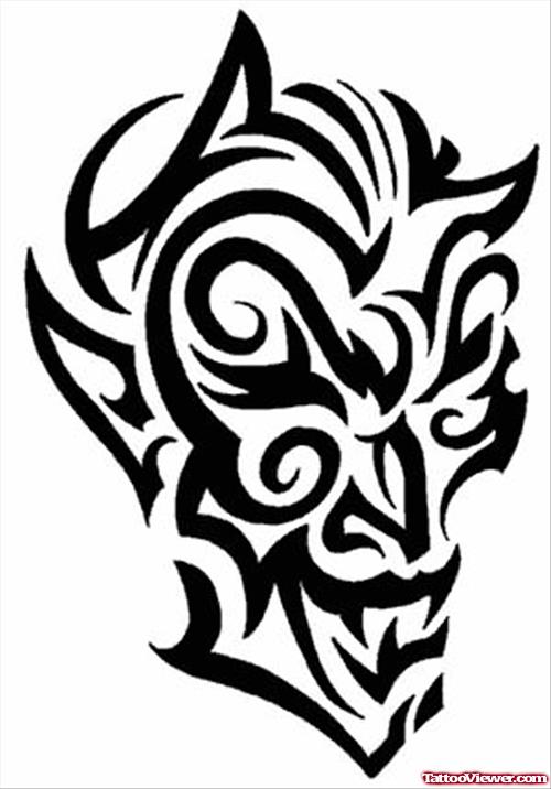 Tribal Gothic Head Tattoo Design