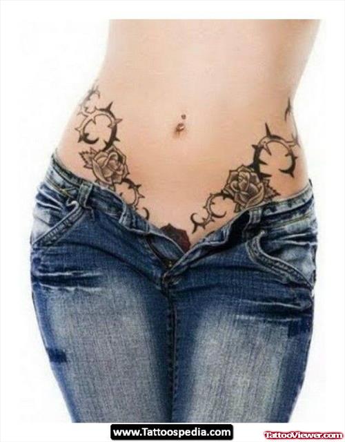 Gothic Tattoos On Girl Hips
