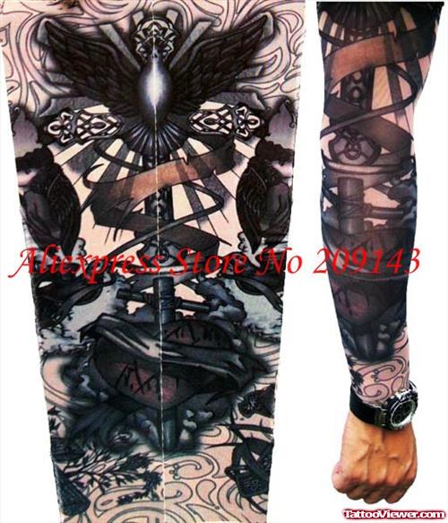 Gothic Tattoo On Right Sleeve