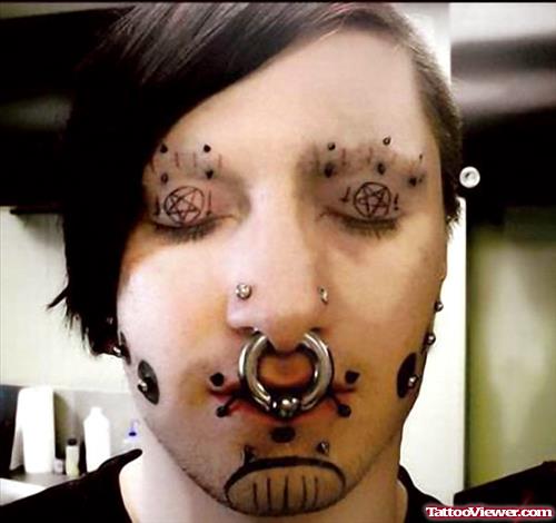 Gothic Tattoo On Girl Face