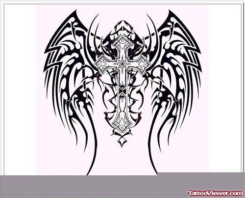 Cool Black Tribal Gothic Tattoo Design