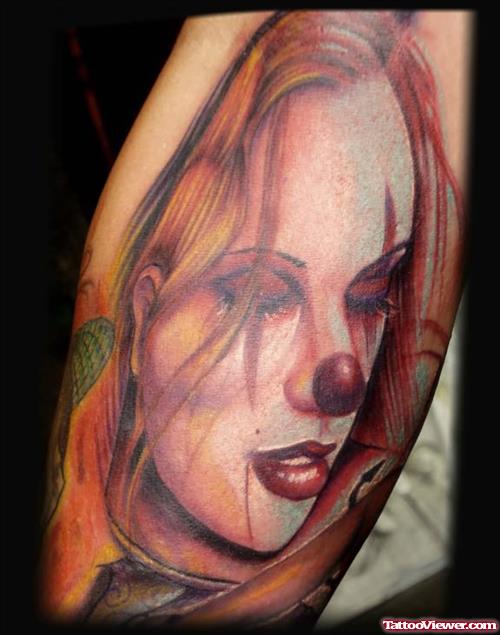 Color Ink Gothic Girl Head Tattoo