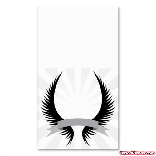 Gothic Wings And Banner Tattoo Design