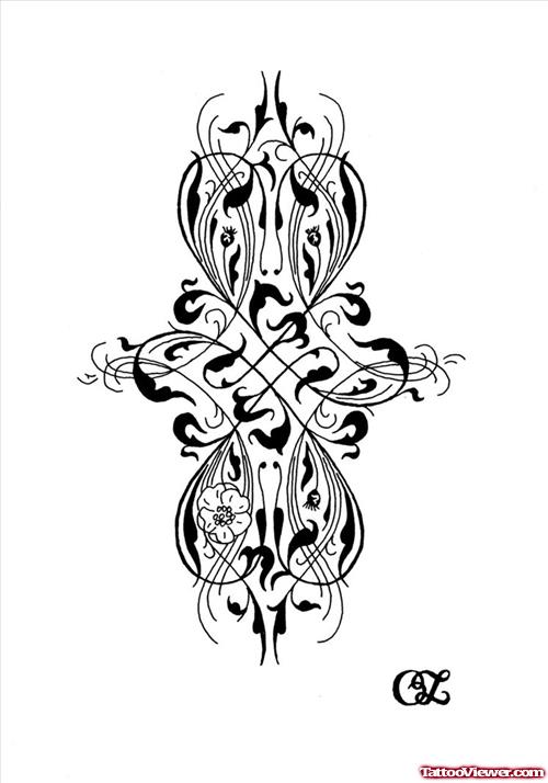 Simple Black Ink Tribal Gothic Tattoo Design