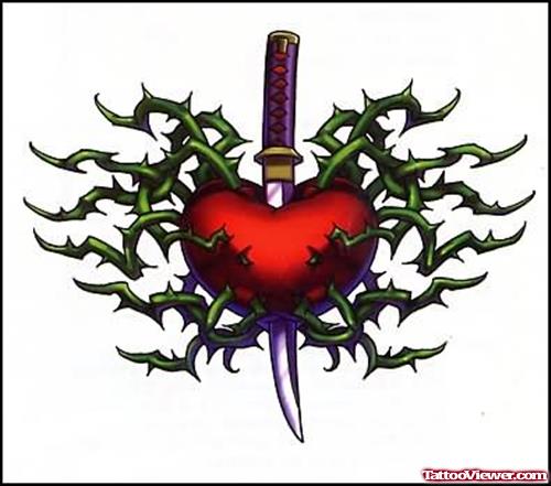 Gothic Dagger Heart Tattoo Design
