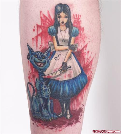 Colored Gothic Girl Tattoo