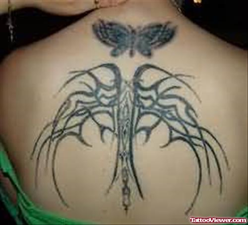 Tribal Gothic Tattoo On Back