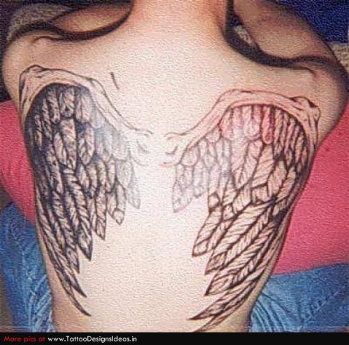 Gothic Angel Winged Tattoos On Back