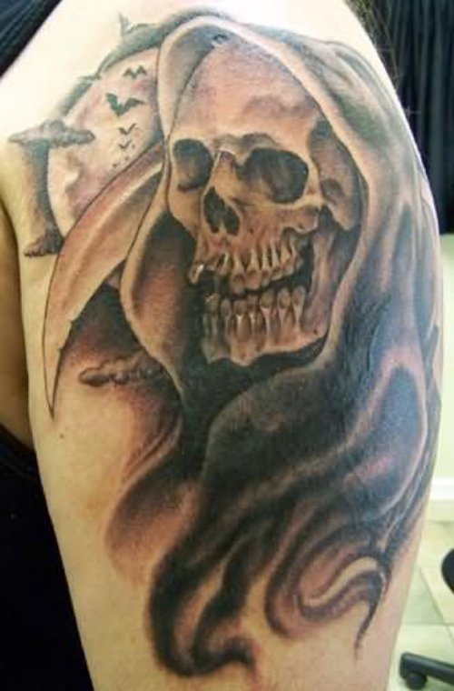 Reaper Gothic Skull Tattoo