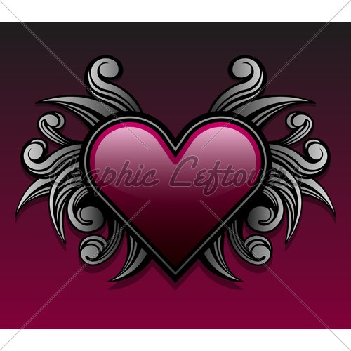 Tribal And Gothic Heart Tattoo Design