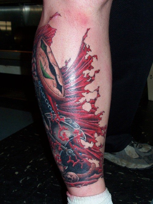 Best Colored Ink Gothic Tattoo On Leg