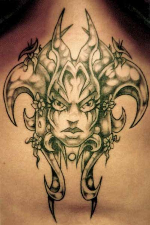 Gothic Tattoo On Back Body