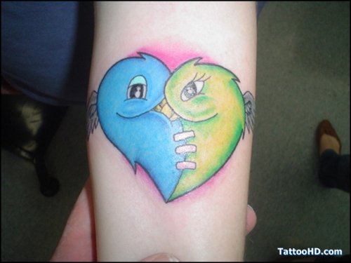 Gothic Birds Heart Tattoo