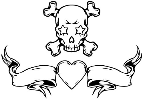 Gothic Skull And Heart Tattoo Design