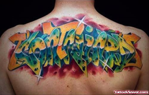 Man Upperback Graffiti Tattoo
