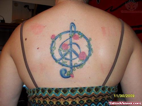 Peace Symbol Graffiti Tattoo On Back