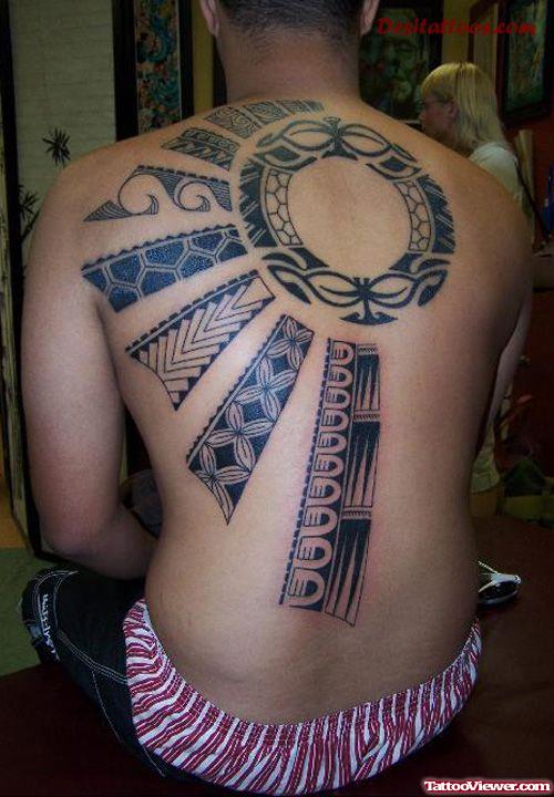 Grey Ink Graffiti Tattoo On Back Body