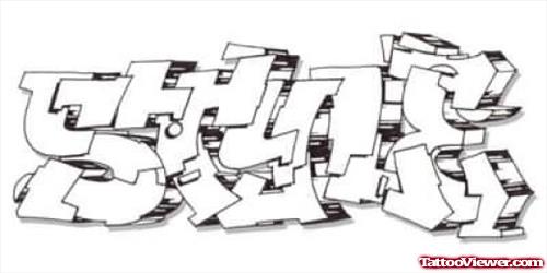 Grey Ink 3D Graffiti Tattoo Design