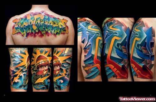 Awesome Color Ink Graffiti Tattoos Designs