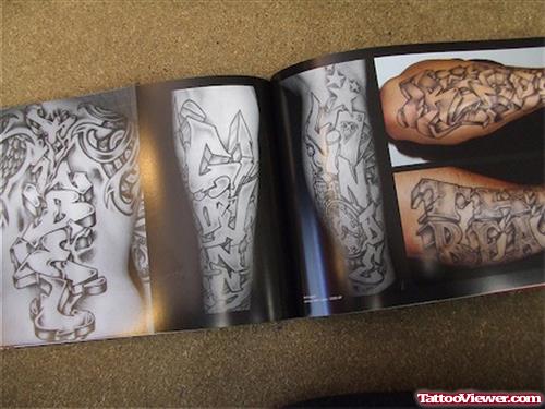 Cute Grey ink Graffiti Tattoos Designs