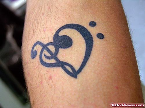 Graffiti Music Heart Tattoo On Arm