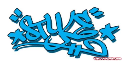 Blue Ink Style Graffiti Tattoo Design