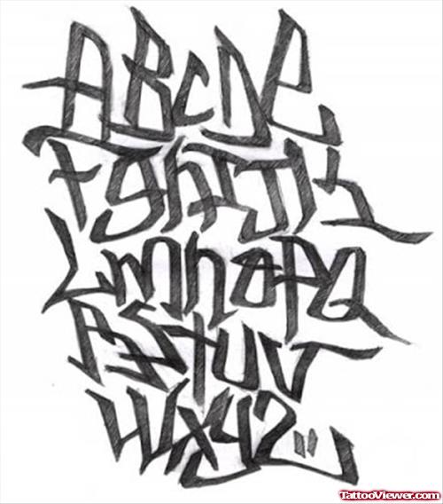 Black Graffiti Alphabets Tattoos Designs