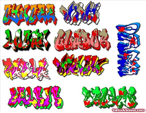 Dreadful Colored Graffiti Tattoo Design