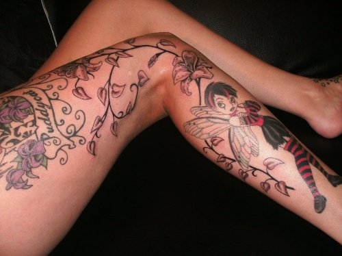 Right Leg Sleeve Graffiti Tattoo
