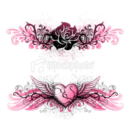Pink Flowers Graffiti Tattoos Designs